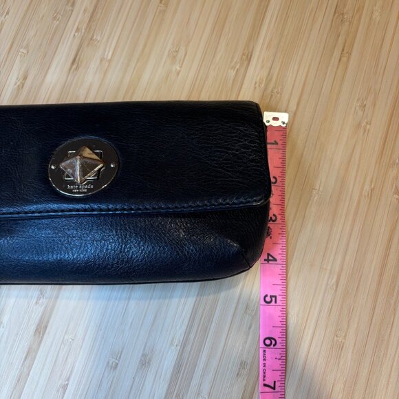Kate Spade Clutch Purse Black Leather Good Condition Wrist Strap